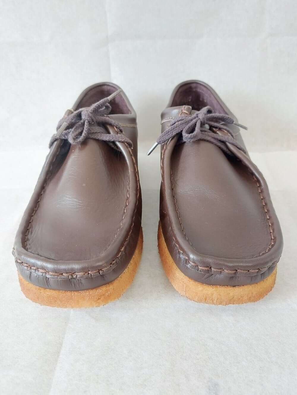 VTG Simpson's Men Natural Lace Crepe Rubber Moc Toe Shoes Size 8 D Brown Leather